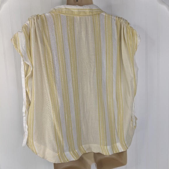 FREE PEOPLE Baby Blues Cinch Sleeve Button Down Sz S - Picture 8 of 12